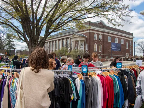 Students browsing the vintage market